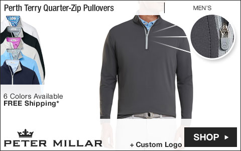 Peter Millar Perth Stretch Loop Terry Quarter-Zip Golf Pullovers