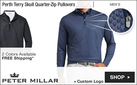 Peter Millar Perth Stretch Loop Terry Skull Quarter-Zip Golf Pullovers