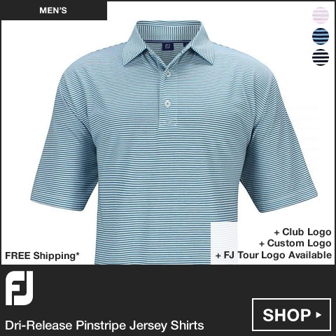 FJ Dri-Release Pinstripe Jersey Golf Shirts - FJ Tour Logo Available