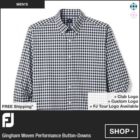 FJ Gingham Woven Performance Button-Downs - FJ Tour Logo Available