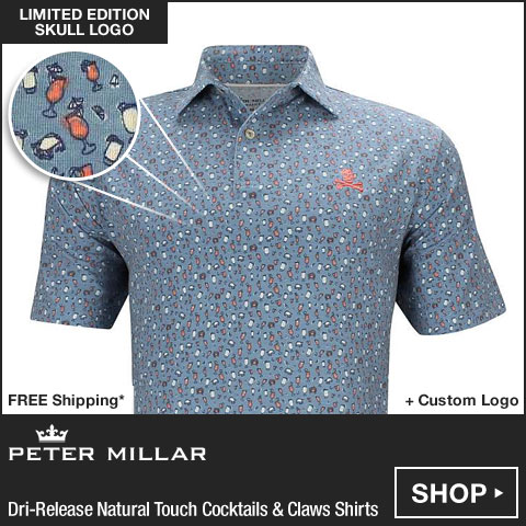 Peter Millar Dri-Release Natural Touch Cocktails & Claws Golf Shirts - LE Skull Logo