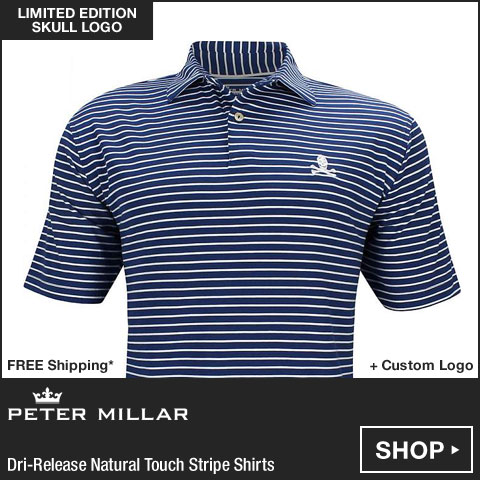 Peter Millar Dri-Release Natural Touch Stripe Golf Shirts - LE Skull Logo