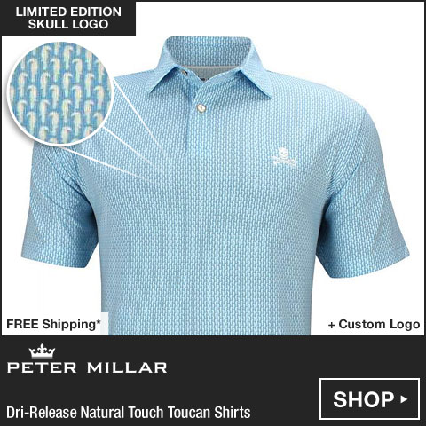 Peter Millar Dri-Release Natural Touch Toucan Golf Shirts - LE Skull Logo