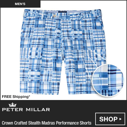 Peter Millar Crown Crafted Stealth Madras Performance Golf Shorts