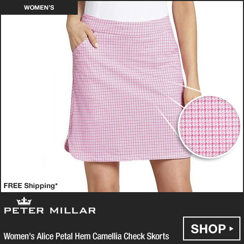 Peter Millar 	Women's Performance Alice Petal Hem Camellia Check Golf Skorts at Golf Locker