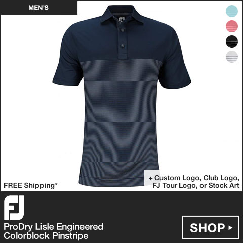 FJ ProDry Lisle Engineered Colorblock Pinstripe Golf Shirts - FJ Tour Logo Available