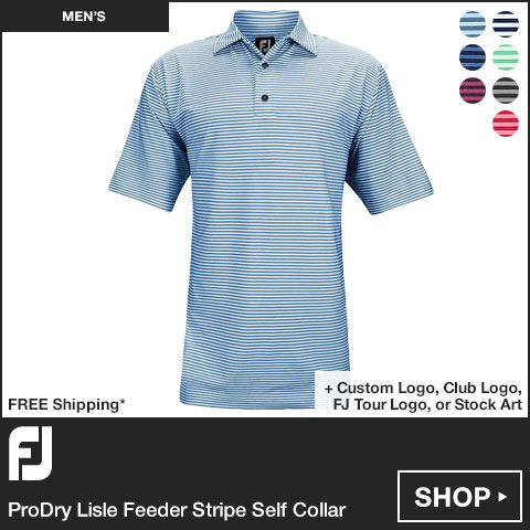 FJ ProDry Lisle Feeder Stripe Self Collar Golf Shirts - FJ Tour Logo Available