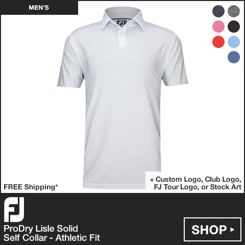 FJ ProDry Lisle Solid Self Collar Golf Shirts - Athletic Fit - FJ Tour Logo Available