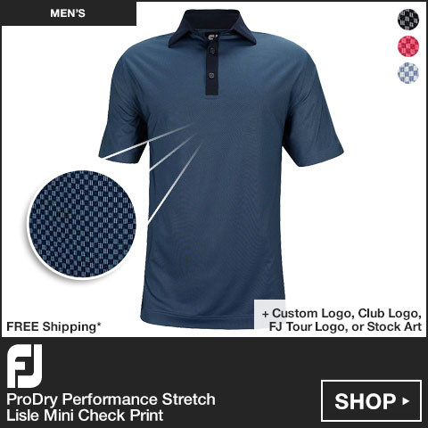 FJ ProDry Performance Stretch Lisle Mini Check Print Golf Shirts - FJ Tour Logo Available