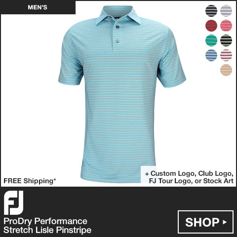 FJ ProDry Performance Stretch Lisle Pinstripe Golf Shirts - FJ Tour Logo Available