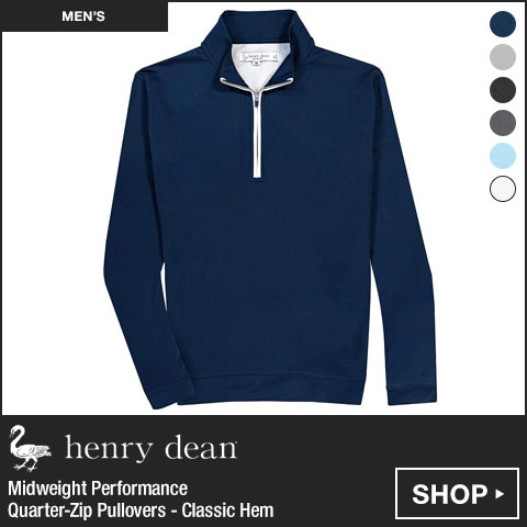 henry dean Midweight Performance Quarter-Zip Pullovers - Classic Hem at Golf Locker