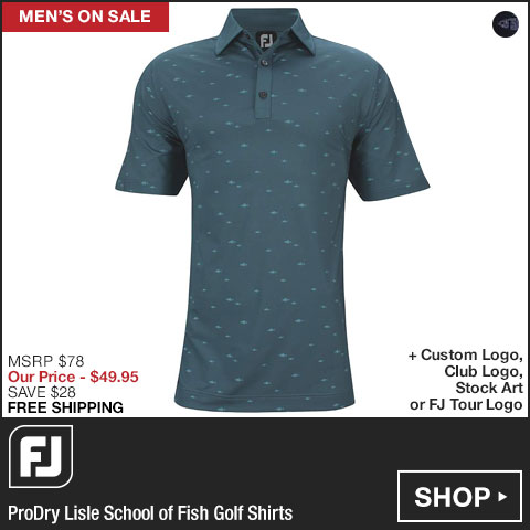 FJ ProDry Lisle School of Fish Golf Shirts - FJ Tour Logo Available - ON SALE at Golf Locker