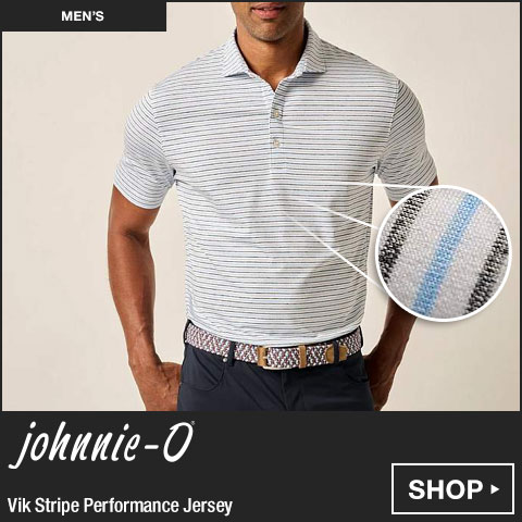 Johnnie-O Vik Stripe Performance Jersey Golf Shirts at Golf Locker