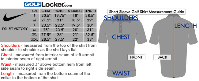 size chart nike t shirt