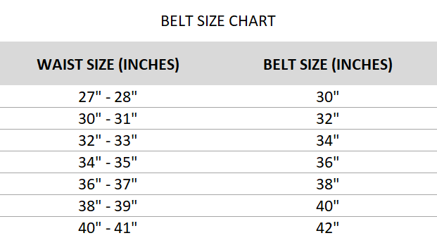 Size Guide Belts Mens