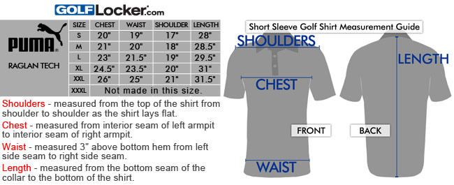 puma t shirt size chart