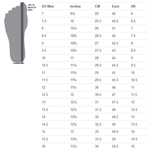 ecco men's shoe size conversion chart