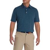 FootJoy ProDry Lisle Pinstripe Golf Shirts - FJ Tour Logo Available in Navy with blue and white stripes