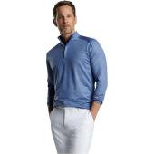 Peter Millar Crown Crafted Stealth Performance Quarter-Zip Golf Pullovers - Tour Fit in Heather blue pearl