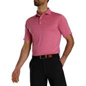 FootJoy ProDry Lisle Classic Pencil Stripe Golf Shirts - FJ Tour Logo Available in Rose with sapphire blue pencil stripes