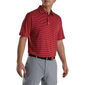 FootJoy ProDry Lisle Classic Pencil Stripe Golf Shirts - FJ Tour Logo Available in Crimson with white pencil stripes