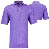 FootJoy ProDry Lisle Painted Floral Golf Shirts - FJ Tour Logo Available in Violet with floral print