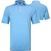 FootJoy ProDry Lisle Solid Set-On Placket Golf Shirts - FJ Tour Logo Available in Heather blue