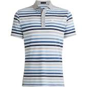 G/Fore Favourite Stripe Tech Jersey Golf Shirts - ON SALE in Snow white with blue and light grey stripes