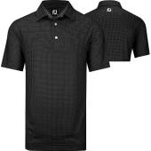 FootJoy ProDry Lisle Dot Geo Print Golf Shirts - FJ Tour Logo Available in Black with grey geo print