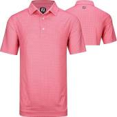 FootJoy ProDry Lisle Dot Geo Print Golf Shirts - FJ Tour Logo Available in Pink with white geo print