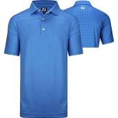 FootJoy ProDry Lisle Dot Geo Print Golf Shirts - FJ Tour Logo Available in Marine blue with navy geo print
