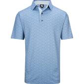 FootJoy ProDry Golf Course Doodle Stretch Pique Golf Shirts - FJ Tour Logo Available in Storm blue with light blue and purple novelty print