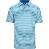 FootJoy ProDry Lisle Multi-Color Stripe Golf Shirts - FJ Tour Logo Available in White with blue sky, ocean blue, and deep blue stripes