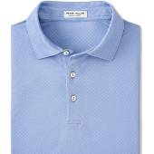 Peter Millar Soriano Performance Jersey Golf Shirts in Infinity blue with subtle geo print