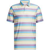 Adidas Ultimate 365 HEAT.RDY Stripe Golf Polos in Semi spark yellow with blue stripes