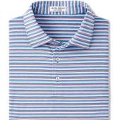 Peter Millar Oakland Performance Jersey Golf Shirts in Infinity blue with grey and white stripes