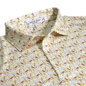 henry dean Manning Print Performance Knit Golf Shirts - Regular Fit in White with yellow novelty print