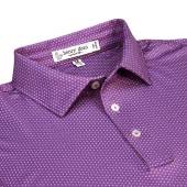 henry dean Spinner Geo Print Performance Knit Golf Shirts - Regular Fit in Purple with lavender geo print