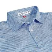 henry dean Spinner Geo Print Performance Knit Golf Shirts - Tailored Fit in White with navy geo print