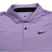 Nike Dri-FIT Tour Striped Golf Shirts in Lilac bloom purple with stripes