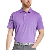 FootJoy ProDry Lisle MicroFeeder Stripe Golf Shirts - FJ Tour Logo Available in Marine with pink stripes
