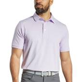 FootJoy ProDry Lisle MicroFeeder Stripe Golf Shirts - FJ Tour Logo Available in Lavender with white stripes