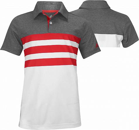 Adidas 3-Stripe Junior Golf Shirts - On 