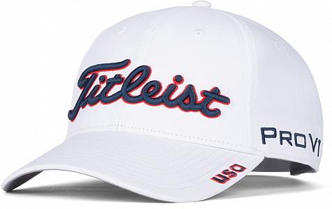 white and pink titleist hat