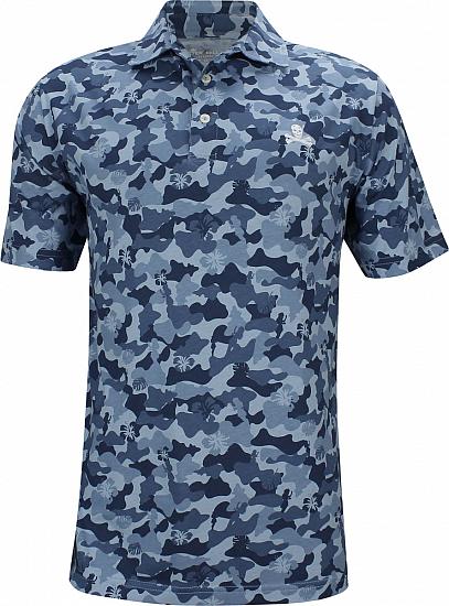 Peter Millar Ocean Camo Aqua Cotton Golf Shirts - LE Skull Logo