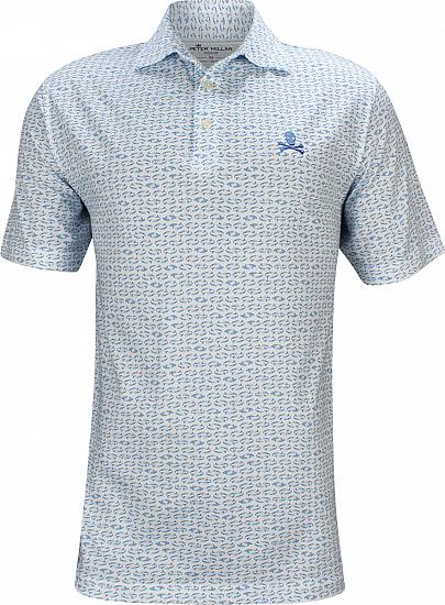 Peter Millar Swirl Mermaids Aqua Cotton Golf Shirts - LE Skull Logo