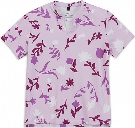 Nike Girl's Dri-FIT Floral Print Junior Golf Shirts - Previous Season Style - ON SALE