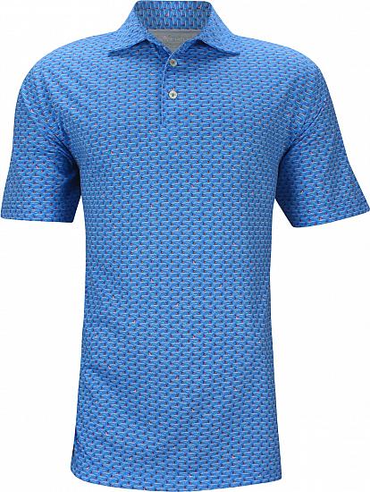 Peter Millar Buoys And Bourbon Aqua Cotton Golf Shirts