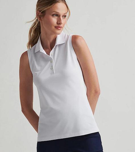 Peter Millar Women's Banded Sport Mesh Sleeveless Button Golf Shirts