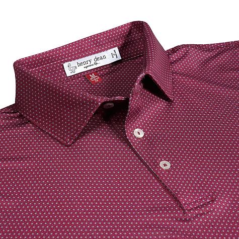 henry dean Spinner Geo Print Performance Knit Golf Shirts - Tailored Fit